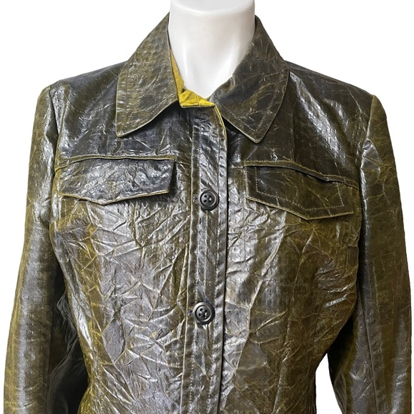 Emil Rutenberg Button Down Textured Crinkle Sheen Blouse - Picture 7 of 11